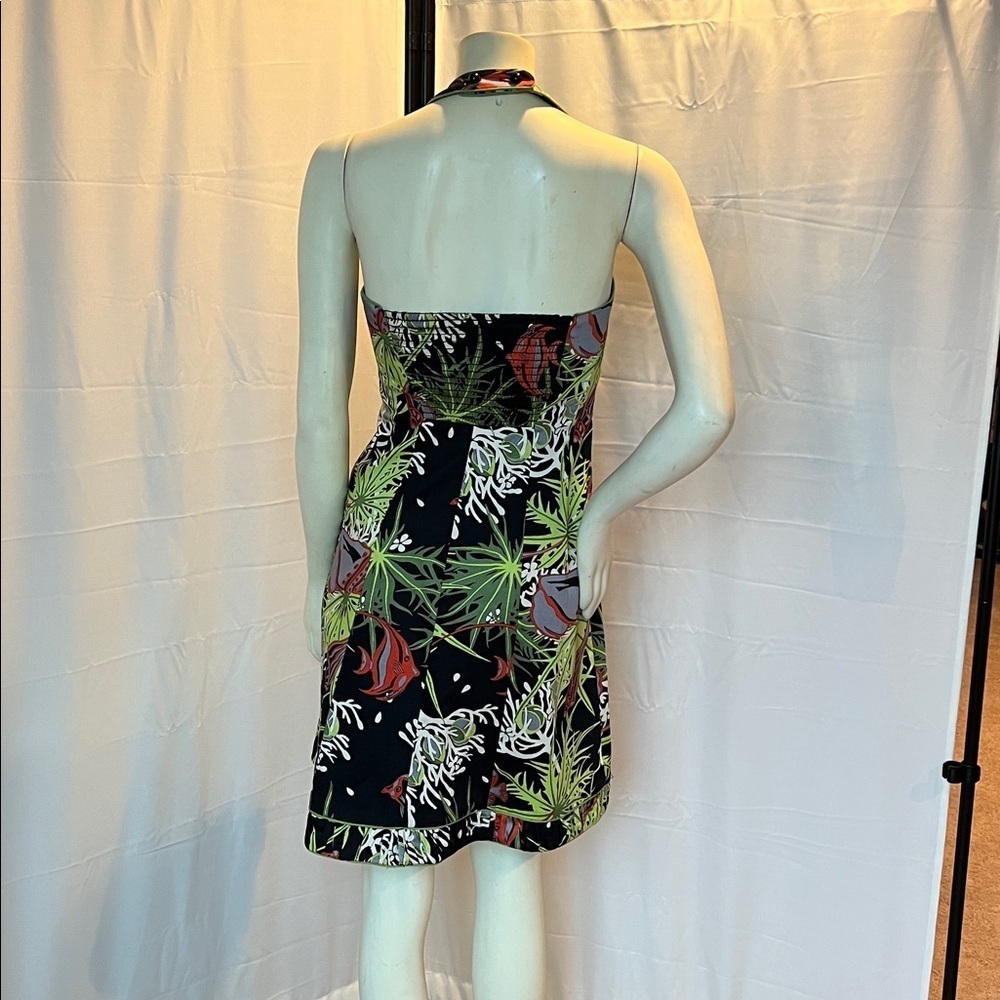 Nanette Lepore Retro Underwater Scene Halter/Strapless A-Line Dress - Picture 4 of 10